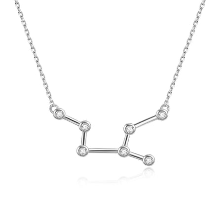 MYSTICPOEM Sterling Silver Virgo Necklace Zodiac Constellation Pendant, Clear Crystals from Austria, Anniversary Birthday Astrology Horoscope Jewelry Gifts for Women