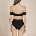 thumbnail image 3 of Inadays Women's Off Shoulder Bikini Sets High Cut Bandeau Bathing Suits High Waisted Two Pieces Swimsuit Sexy Swimwear, Black, L, 3 of 5