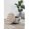 thumbnail image 2 of Wovenbyrd Classic Button Tufted Storage Ottoman Footstool with Lift Off Lid, Boucle Performance Fabric, 2 of 18