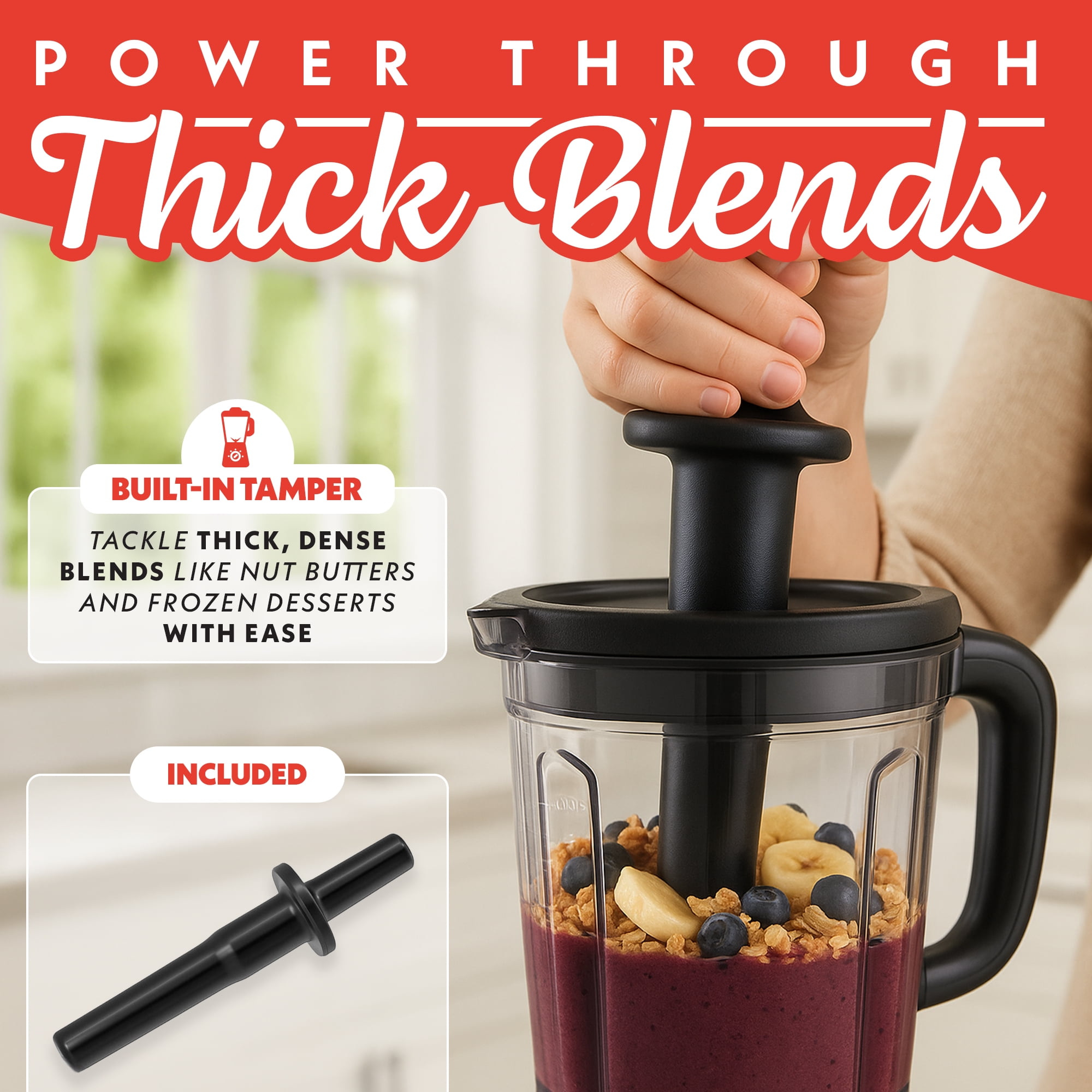 Gourmia Commercial Blender with 2L BPA-Free Jar, 4 Presets, Tamper Included