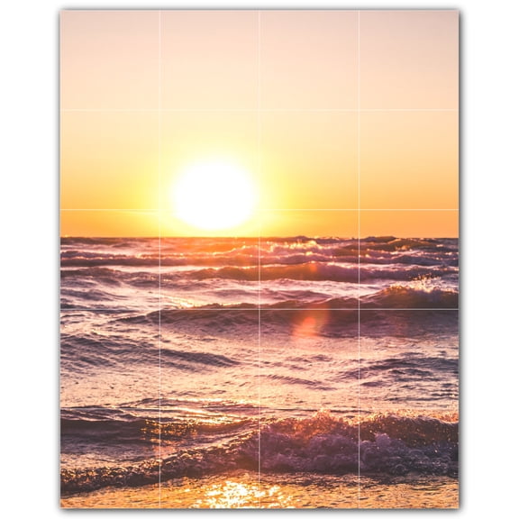 Picture-Tiles.com: Sunset Ceramic Tile Wall Mural WAL500991-45L. 32"W x 40"H using (20) 8" x 8" Ceramic Tiles-Satin Finish