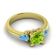 thumbnail image 3 of Diamond-Capitals 2.50 Carat Elegant Round Cut Peridot & Blue Topaz Gemstone Three Stone Ring for Engagement 18K Yellow Gold Size 10, 3 of 8