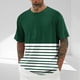 thumbnail image 1 of Blusas y camisas de manga corta con cuello redondo para hombre, blusa informal de poliéster con hombros descubiertos, estampado a rayas y manga corta para hombre., 1 of 5