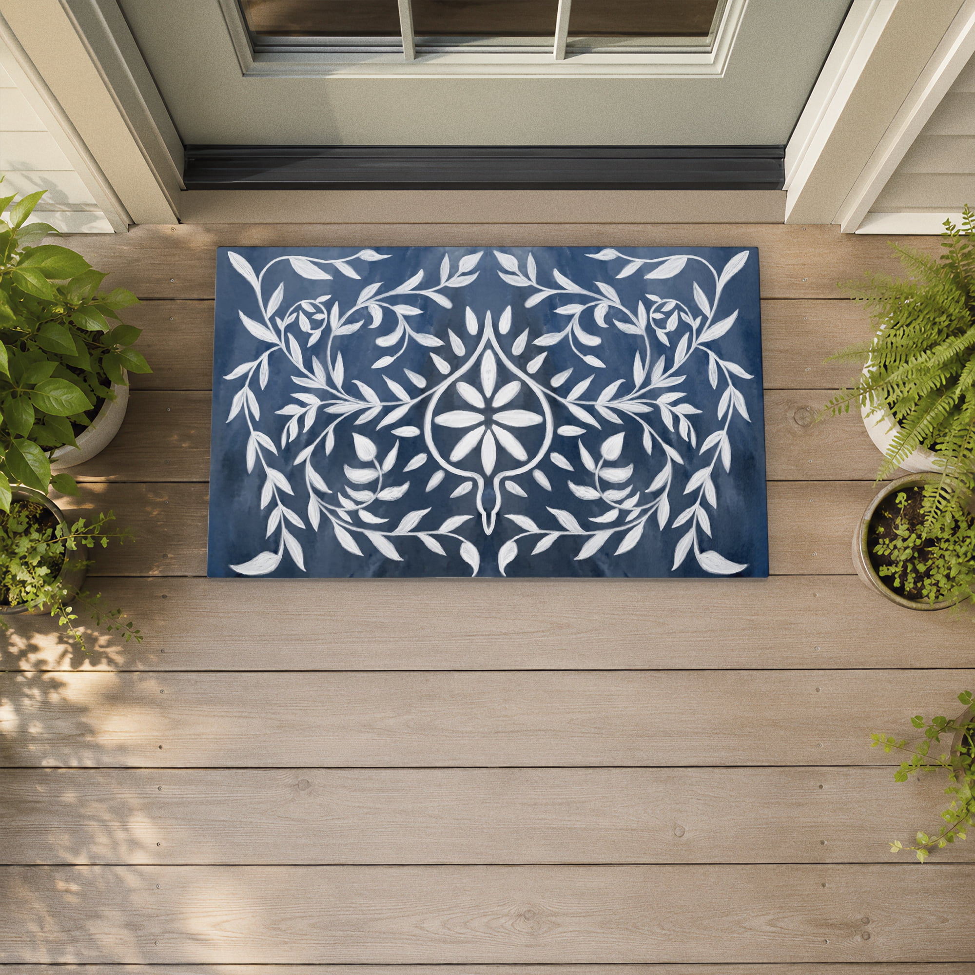 Stupell Industries Symmetrical Botanical Leaves Printed Outdoor Door Floor Mat, design by Ziwei Li
