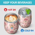 thumbnail image 4 of 12oz Stemless Wine Tumblers Princess Mushroom Castle Pattern Vacuum Insulated Stainless Steel Travel Tumbler Cups Mug with Lid and Straw for Champaign,Cocktail,Beer with Cleaning Brush, 4 of 5
