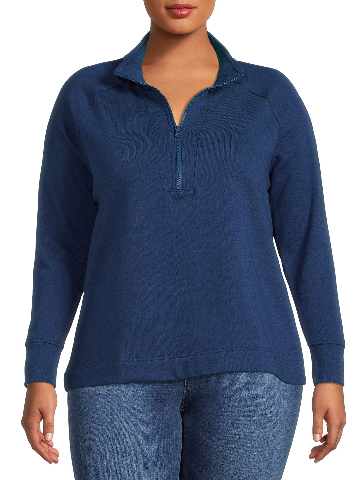 Terra & Sky Women's Plus Size Quarter-Zip Sweatshirt