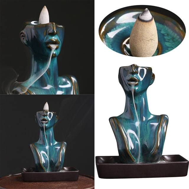 Desktop Ornament Statue Backflow Incense Burner for Home Decoration Beauty Tan Craftsmanship Functional