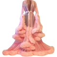 thumbnail image 1 of Vestido largo para mujer: mangas acampanadas con plumas, ideal para despedidas de soltera, 1 of 1