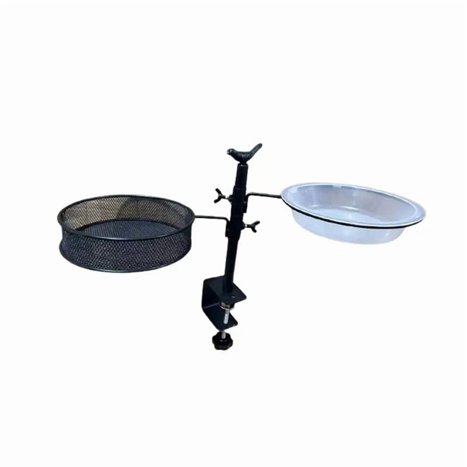 Railing Clamp Bird Feeder Adjustable Height Deck Feeders with Feeding Station Flower Pot Stand 360Degree