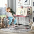thumbnail image 4 of Gymax Kids Multifunctional Study Table Study Desk w/ Tiltable Desktop Book Stand Pink, 4 of 10