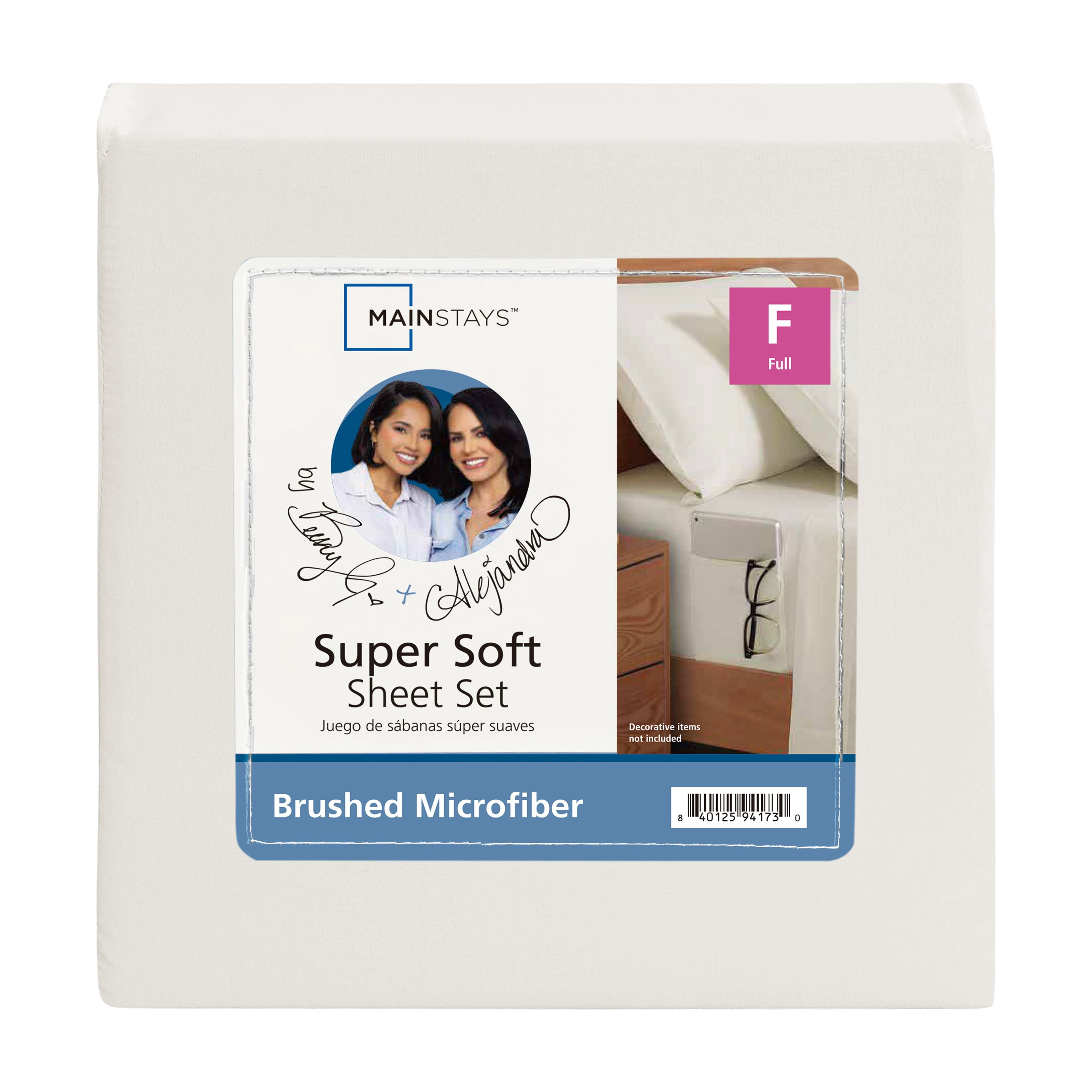 Mainstays by Becky G. & Alejandra 4-Piece Seashell Beige Super Soft Brushed Microfiber Bed Sheet Set, Full