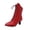 Red, variant on Miqool Womens Victorian Ankle Boots Faux Leather Lace Up Pointed Toe Low Block Heel Booties with Side Zipper