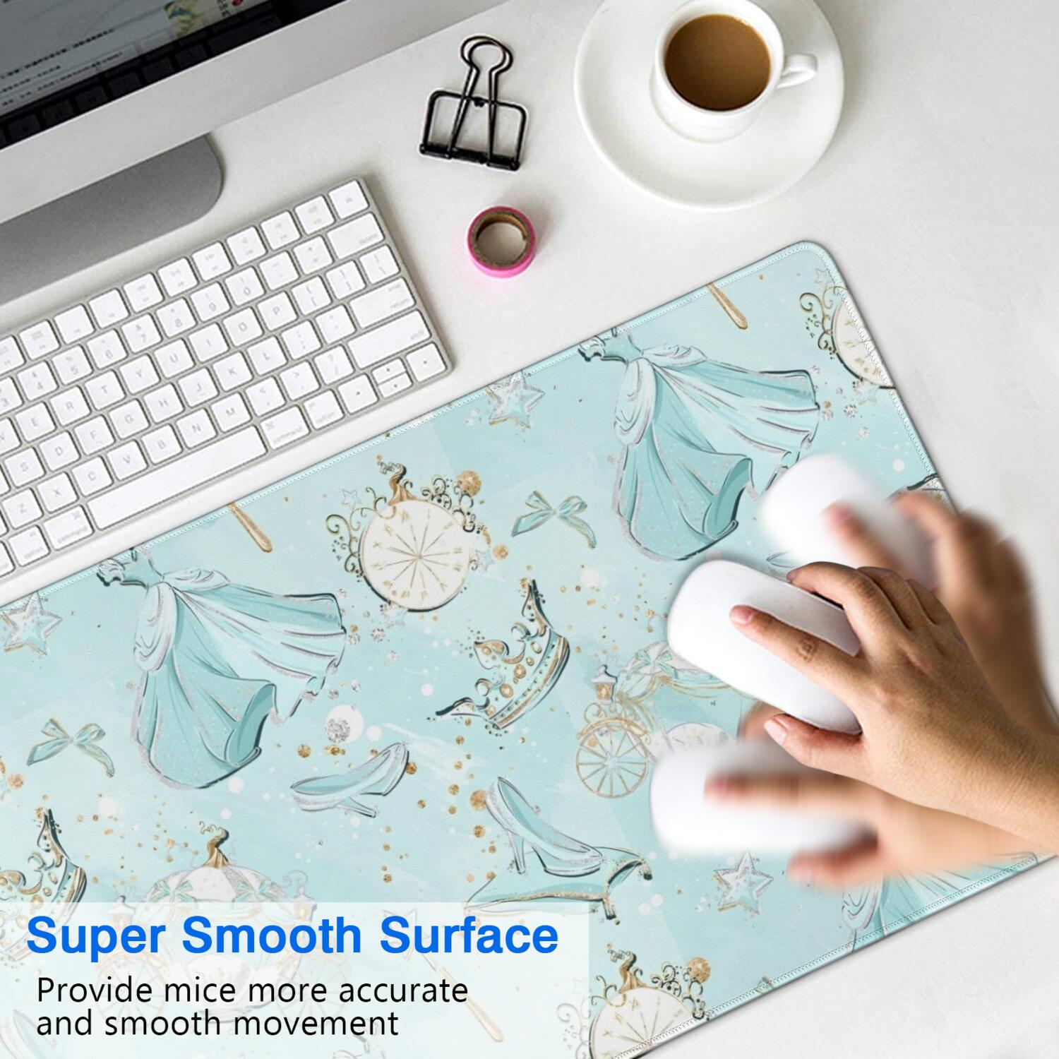 Long Mouse Pads for Desk,Princess Pattern Desk Mats on Top Of Desks, Desk Mouse Pad Extra Large with 3mm Non-Slip Base and Stitched Edge for Gaming,Office,Work,Home 35.4"x15.7"