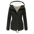 thumbnail image 1 of DPTALR Décontracté Manteau Blouse d'Hiver Uni à Capuche pour Femme avec Cordon à la Taille et Fermeture Éclair Rembourrée, 1 of 3