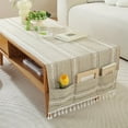 thumbnail image 1 of WCHUANG Coffee Table Cloth, Table Cover with Pockets and Tassel, Cotton Linen Rectangle Tablecloths Washer Dryer Fridge Top Dust Cover, 1 of 5