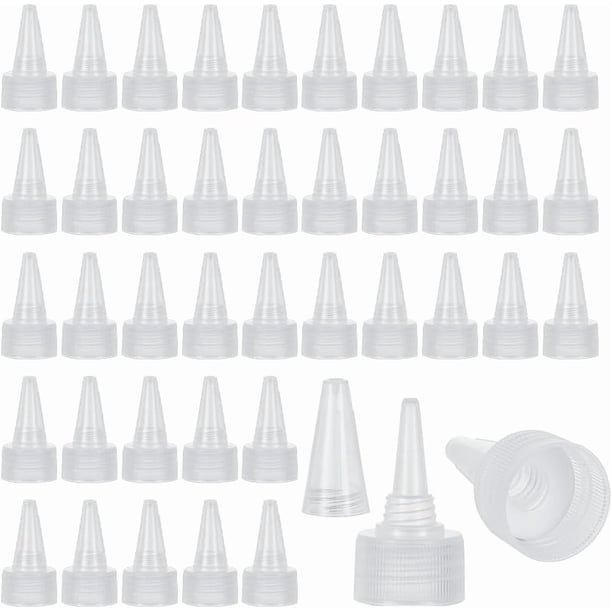 100 tapones exprimibles 24/410 para botellas, transparentes, de repuesto, con cabezales de presión para botellas de plástico de 0,9 pulgadas de diámetro interior y tapones de rosca de plástico.