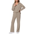 thumbnail image 1 of Conjuntos de Dos Piezas para Mujer, Moda de Otoño 2025, Pantalones Anchos, Conjunto de Estar por Casa, para Viajes y Vacaciones. Caqui Oscuro XL, 1 of 9