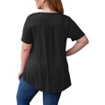 thumbnail image 3 of VANLOFE Casual Shirts Black Round-Neck Blouses Gift for Mother Fashion Womens Plus Size Lace Pachwork Short Sleeve O-Neck Casual Tops Blouse, 3 of 4