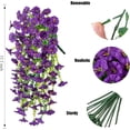 thumbnail image 5 of 2 Pack Artificial Morning Glory Flowers, UV Resistant Hanging Artificial Morning Glory Vine, Silk Fake Plants Hanging Basket for Spring Outdoor Wedding Yard Garden Decor, Purple, 5 of 8