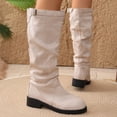 thumbnail image 5 of hzomhy Womens Mid Calf Boots Round Toe Buckle Strap Low Block Heel for Casual Daily and Winter Wear, 5 of 9