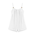 thumbnail image 4 of ClodeEU Women's Linen Backless Spaghetti Strap Romper with Pockets,Solid Color Casual Short Jumpsuit White,Women's Plus XL, 4 of 7