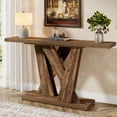 thumbnail image 3 of Table Console de Ferme 55 Pouces, Table de Ferme derrière le Canapé avec Base Géométrique, Brun Rustique, 3 of 8