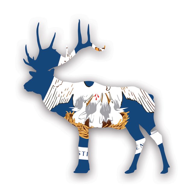 Louisiana Deer Shaped Flag Sticker Decal Self Adhesive Vinyl