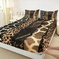 thumbnail image 4 of Homewish 3pcs Brown Leopard Twin Sheet Set, Giraffe Cheetah Animal Microfiber Decor, 4 of 8