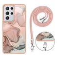 thumbnail image 7 of Case for Samsung Galaxy S21 Ultra, Adjustable Detachable Crossbody Strap Neck Strap Silicone Bumper Marble Painted TPU Ultra Thin Shockproof Protective Phone Case Cover for Galaxy S21 Ultra, Rosegold, 7 of 7
