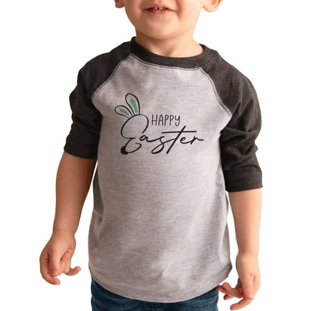 

7 ate 9 Apparel Kids Happy Easter Shirts - Bunny Ears Grey Shirt 3T