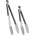 thumbnail image 1 of Juego de pinzas de cocina de acero inoxidable de 2 - 9" y 12", pinzas de metal con bloqueo para alimentos, agarre antideslizante (negro) Sailing  Electrónica, 1 of 6