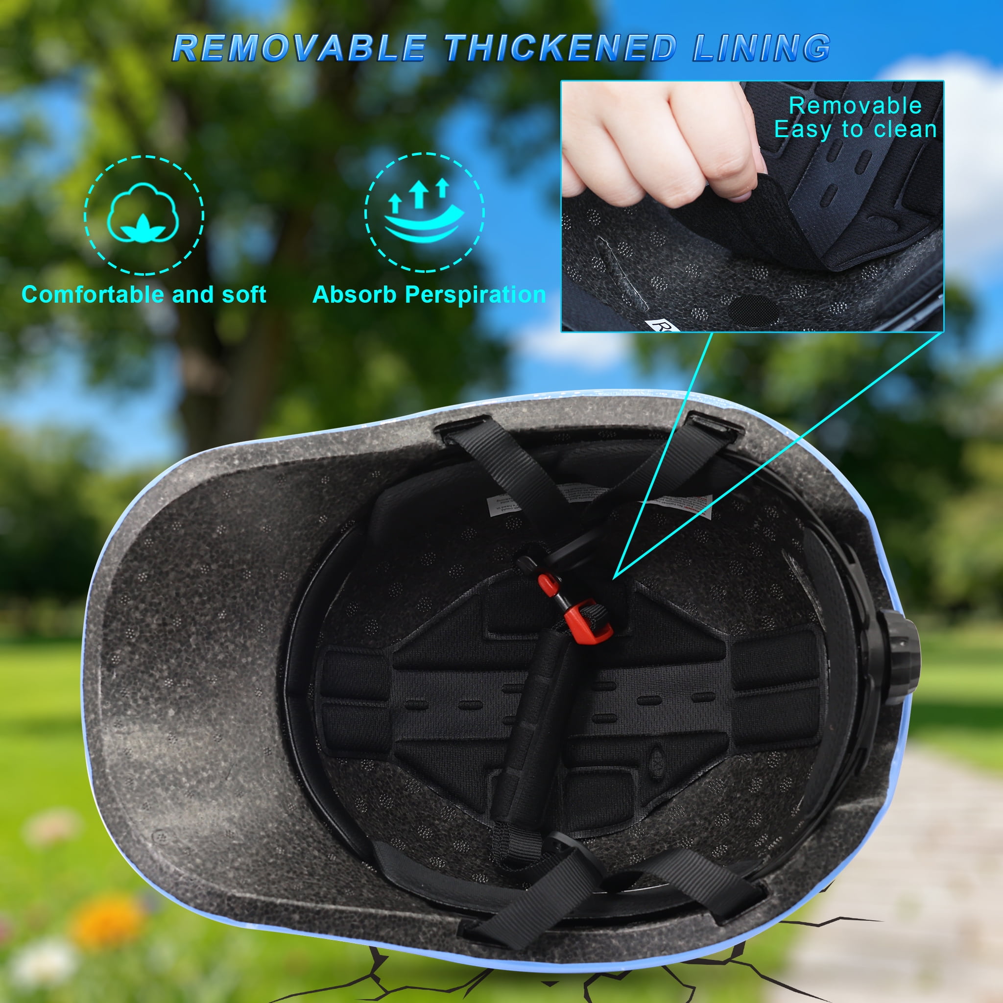 Adult bicycle helmet, unisex - comfortable, lightweight, adjustable baseball cap style cycling helmet, suitable for urban commuting, road cycling, rollerblading, and scooter riding.