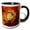 Black/White, variant on 3drose, Four Calling Birds Cut-out Minimalistic Stencil-style Black Silhouette, 11oz Two-tone Yellow Mug