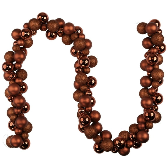 Northlight 3-Finish Shatterproof Ball Christmas Garland - 6' x 3.5" - Red - Unlit