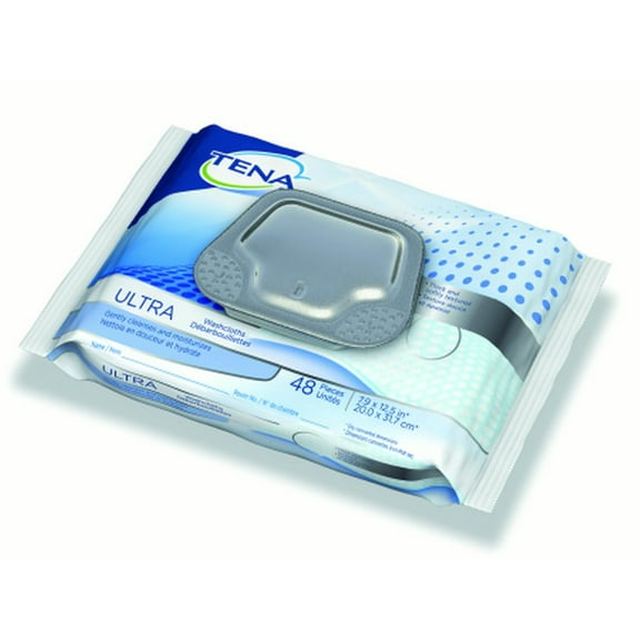 Bath Wipe TENA Ultra Soft Pack Aloe / Vitamin E /  Chamomile Scented 48 Count (Pack of 8)