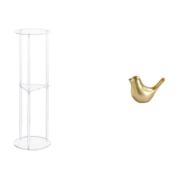 Mesa Auxiliar Acrílica Para Espacios Pequeños Con Figura De Pájaro Dorado. Estatua De Animal Moderna. Decoración Para Oficina, Balcón, Mesilla De Noche, Sala De Estar. Regalo Ideal Para