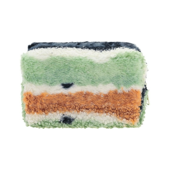 Unique Bargains 1 Pc Durable Makeup Bag Green Black Fleece