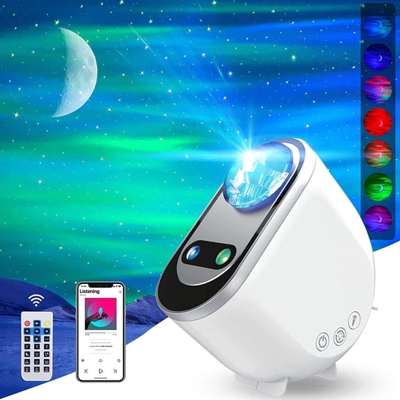 Northern Lights Star Projector with Bluetooth Speaker Aurora Galaxy Night Light 6 White Noise Starry Sky