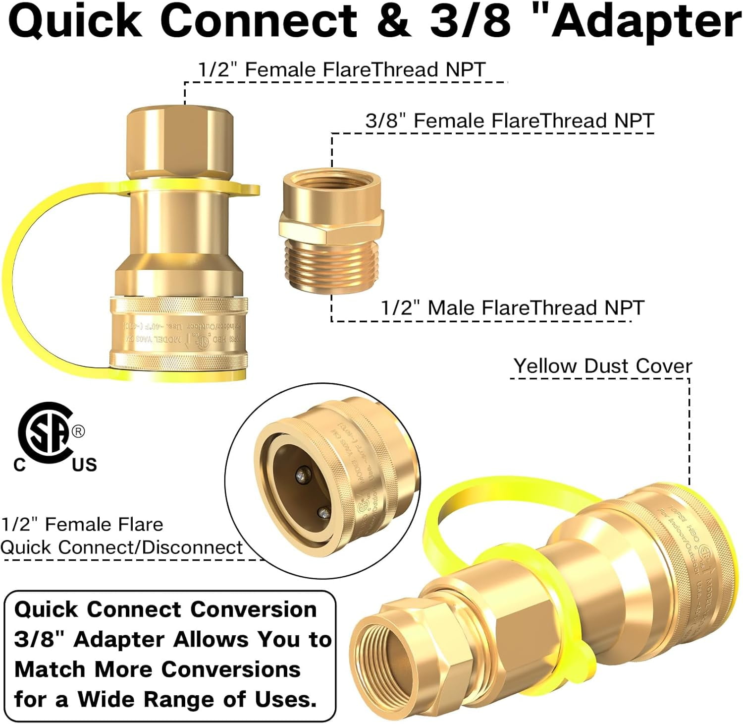 NQN 48FT 1/2" ID Natural Gas Hose with Quick Connect Fitting for BBQ, Grill, Pizza Oven, Patio Heater. for Weber, Char-Broil, Pizza Oven, Patio Heater,NG Grill and Natural Gas Conversion Kit