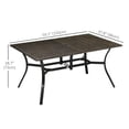 thumbnail image 2 of 59 Inch Outdoor Dining Table for 6, Steel Frame Patio Table with Wood Grain Top and Umbrella Hole, Rustic Brown Garden Table for Backyard, Terrace, and Outdoor Entertaining, 2 of 7