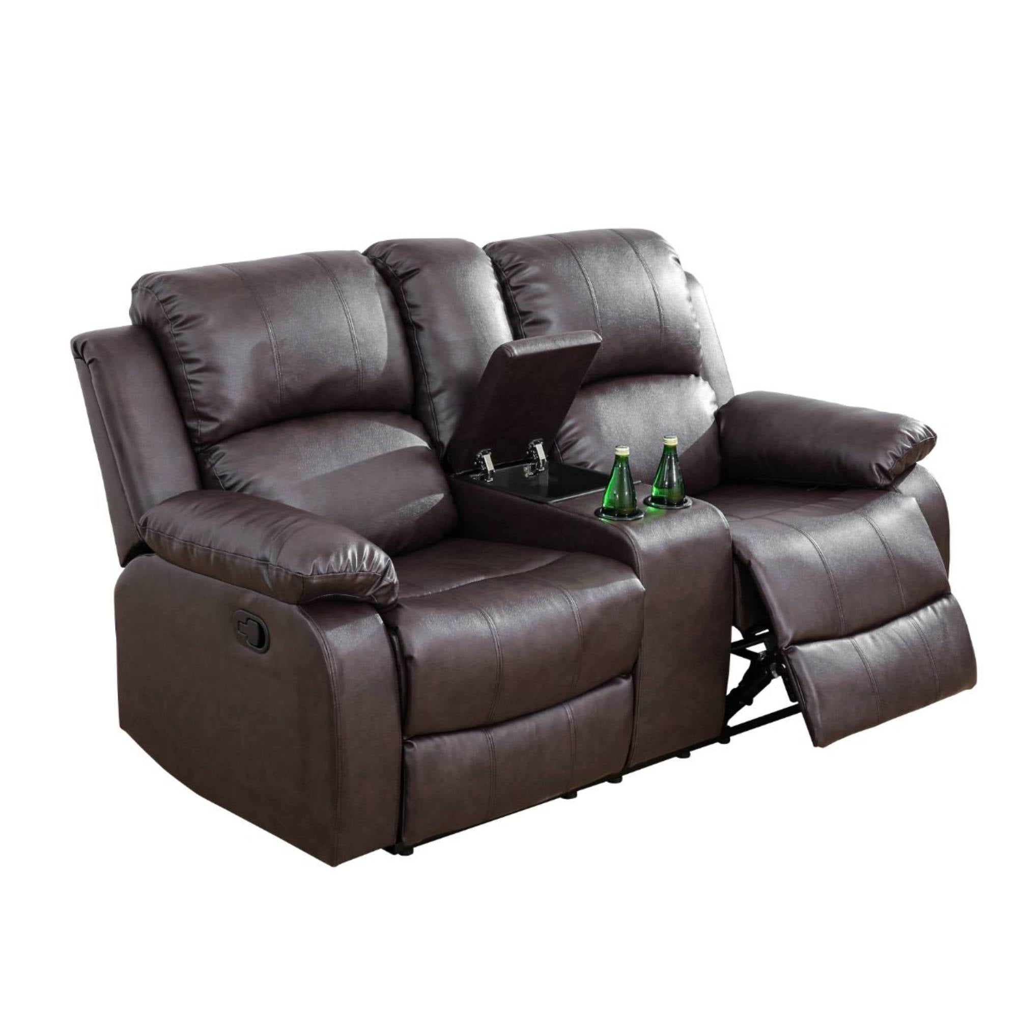TrumanPick Manual Recliner Loveseat Chair, Overstuffed reclining Armchair Home Theater Sofa Recliner for Living Room, Brown