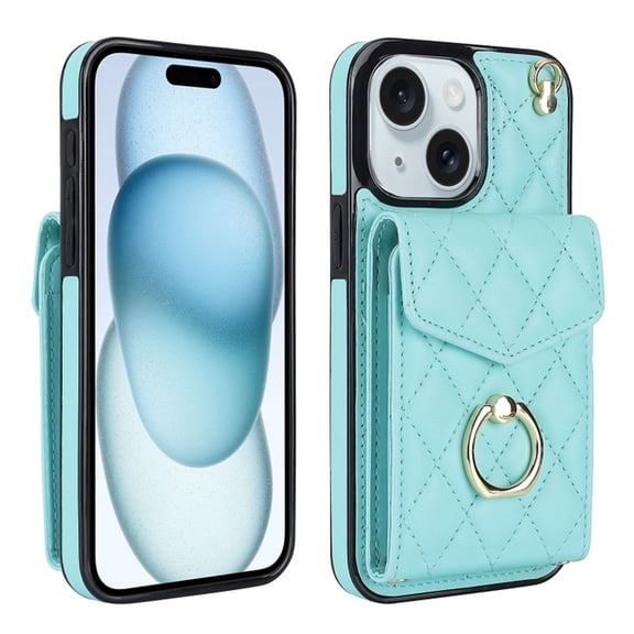 For iPhone 16 Case Premium PU Leather Accordion Folding Wallet &Card Holder With RFID Shielding Material Phone Case With Adjustable Ring Holder And Detachable Crossbody  Wrist Strap,green