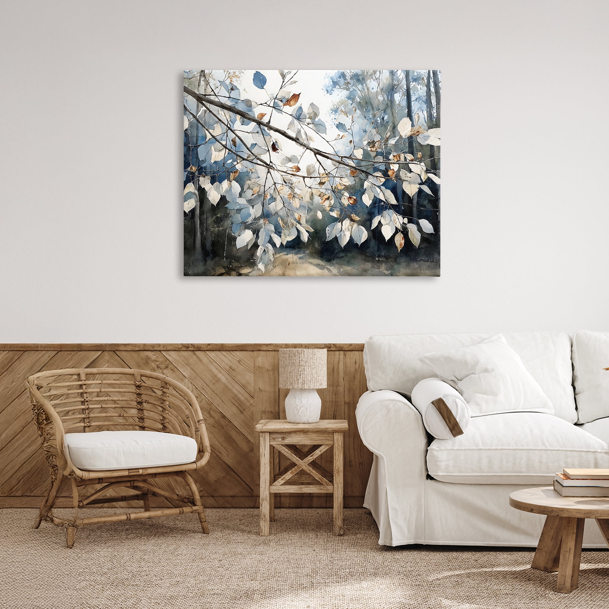 Stupell Industries Blue Fall Branch Leaves Canvas Wall Art, design by Franklyn Gregory