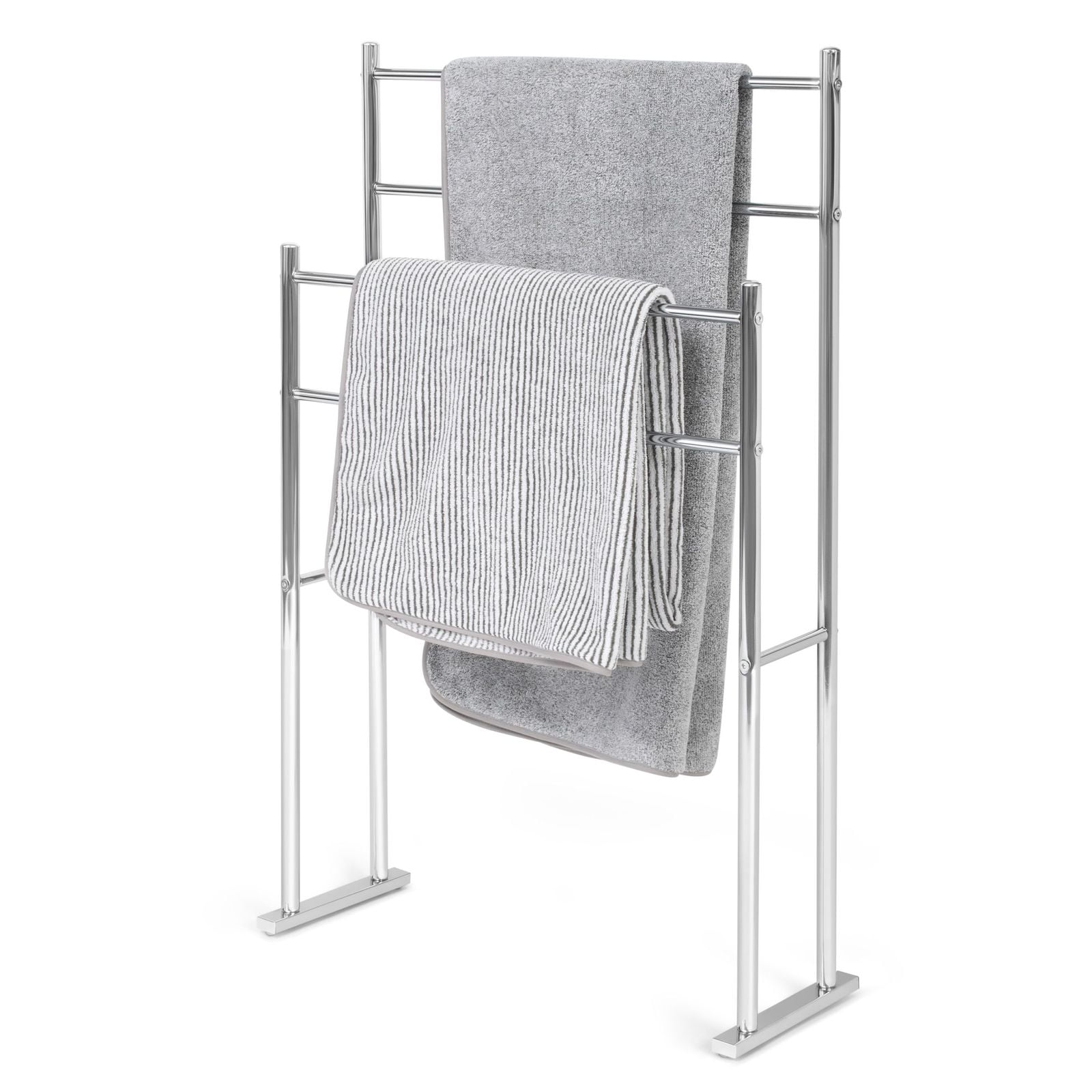 Free Standing Towel Holder Stand Bathroom Rail Bar Contemporary Chrome Storage 