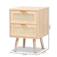 thumbnail image 1 of Baxton Studio Baird Light Oak Brown Wood and Rattan 2-Drawer End Table, 1 of 9
