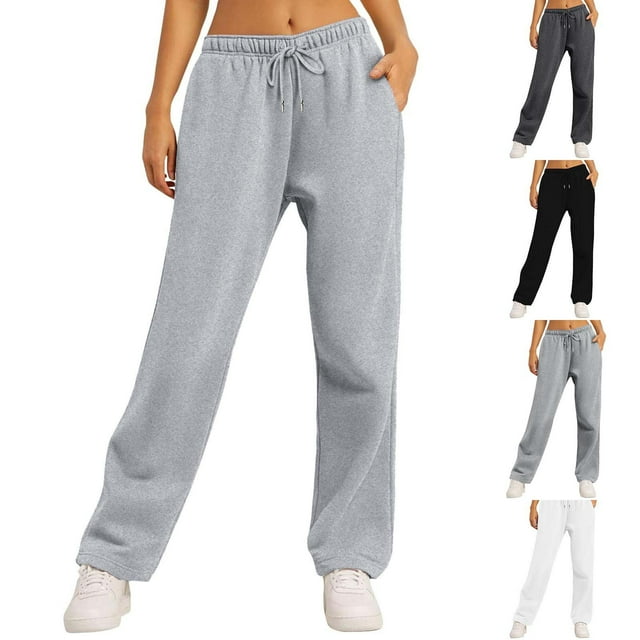 Wlynlyn Womens Sweatpants Casual Fleece Lined Drawstring Jogger Pants High Waisted Solid Pull on Trackpants with Pockets