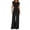 Black, variant on Women's 2 Piece Summer Outfit Cap Sleeve V Neck Belted Crop Top Wide Leg Pants