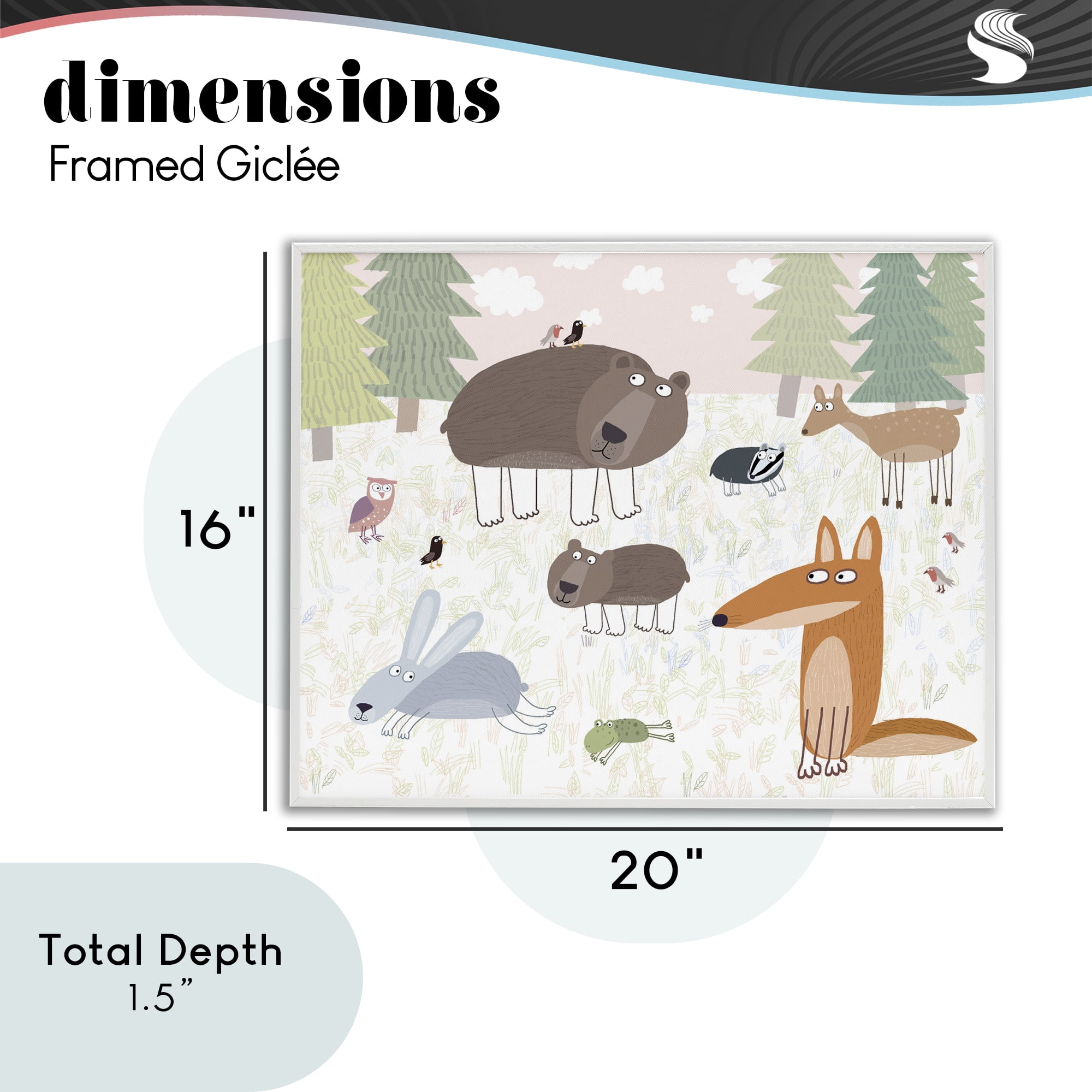 Stupell Industries Forest Animals Out and About White Framed Giclee Art, design by Carla Daly