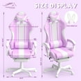 thumbnail image 5 of SOONTRANS Purple Gaming Chair, High Back Gamer Chair with Footrest for Adult Girl, Reclining Adjustable Game Office Chairs Massage Pillows, 5 of 9