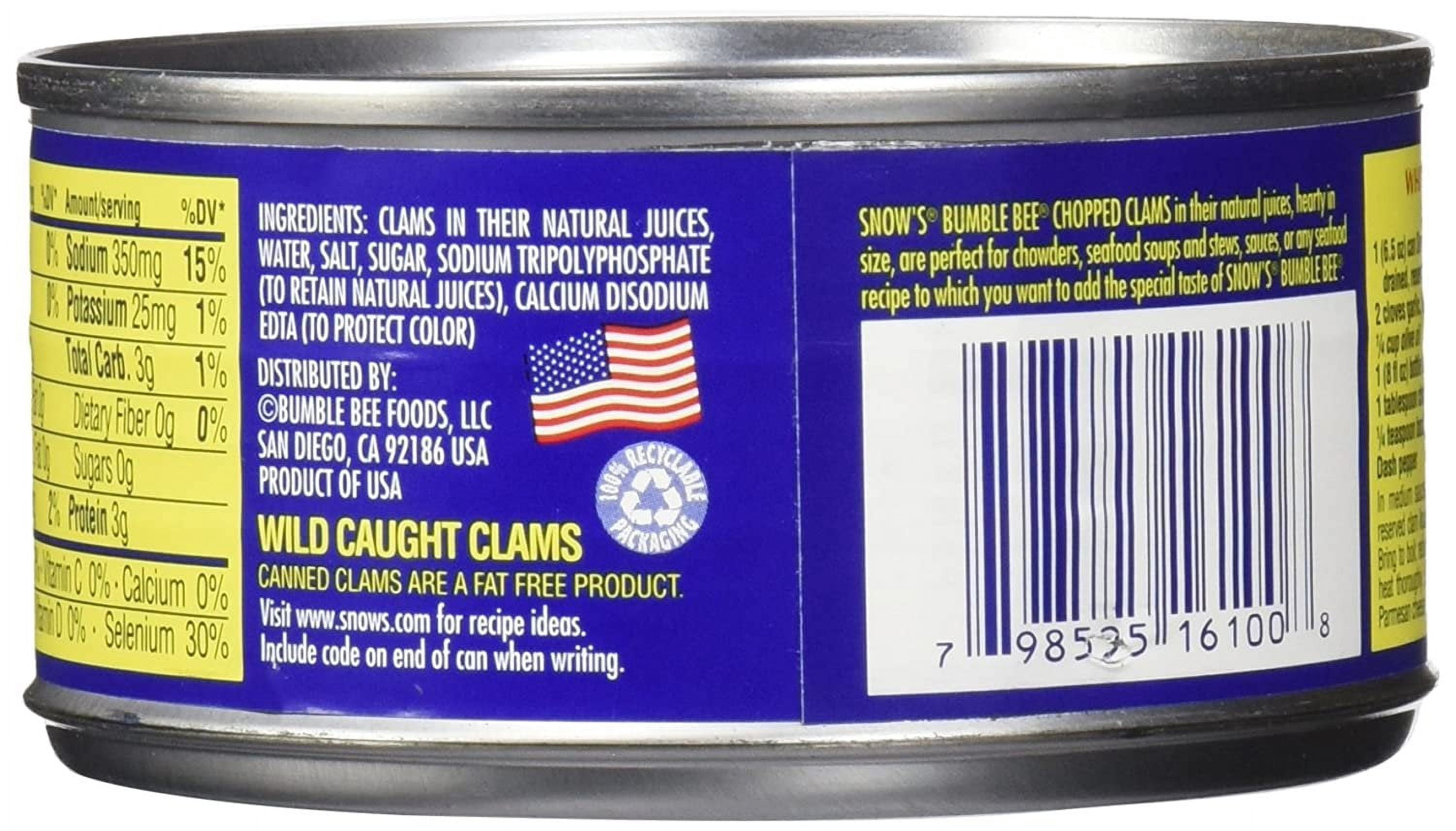 Snow's Chopped Wild Caught Clams 6 - 6.5 oz Cans